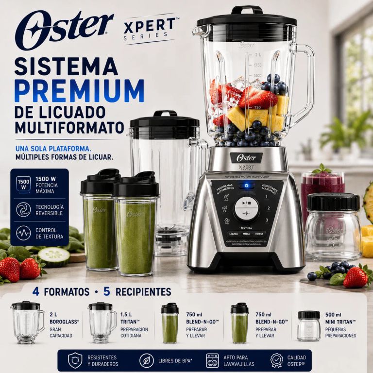 Licuadora Xpert Series BLST3B-CAG 1500W Reversible con Control de Textura + Vasos Blend N Go