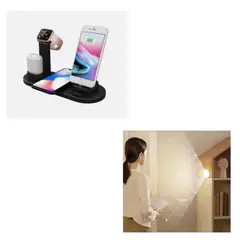 GENERICO - ESTACIÓN DE CARGADORES 5 EN 1 - CELULARES, AURICULARES, SMART WATCH + FOCO LED CON SENSOR