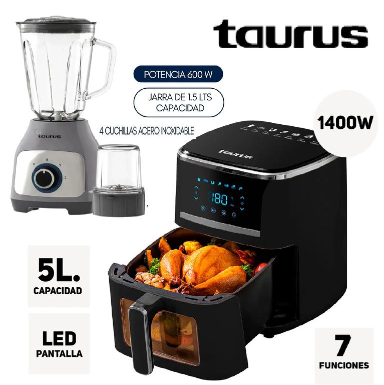 Combo Freidora de Aire 5L -Licuadora Blender