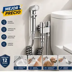 APACHE - Ducha Bidet Cromada de Alta Presión con Manguera Flexible y Válvula Doble