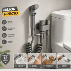APACHE - Ducha Bidet Gris plomo de Alta Presión con Manguera Flexible con Valvula