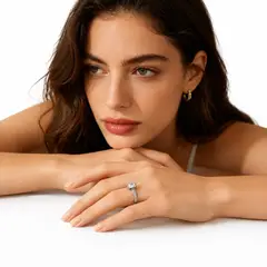 GENIEKA - ANILLO DE COMPROMISO ROYAL SILVER PLATEADO ARO PEDIDA DE MANO DISEÑO DE LUJO MUJER