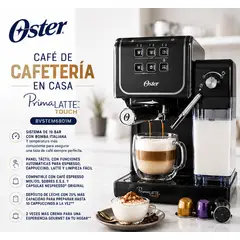 OSTER - Cafetera Prima Latte Touch BVSTEM6801M Con Bomba Italiana Compatible Cappuccino Latte Espresso