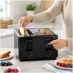GENERICO - Tostadora Eléctrica SC-BRD03 de Acero Inoxidable 4 Panes 1500W