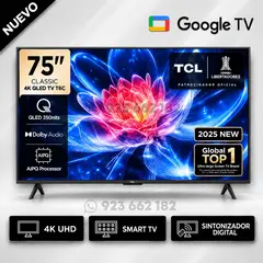 TCL - Televisor QLED 75 pulgadas Smart TV 75T6C 4K Google TV 2025