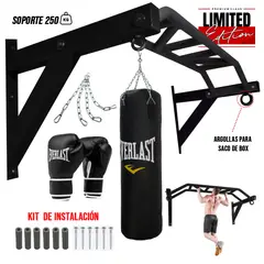 HOLGU - Barra Multigrip Multifuncional + Saco + Guantes Box + Cadena
