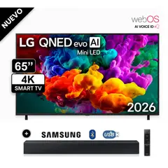 LG - Televisor 65 Qned Miniled 4k Con Ai 65qned65bsa + Soundbar Samsung