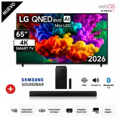 LG - Televisor 65 Qned Miniled 4k Con Ai 65qned65bsa + Soundbar B450