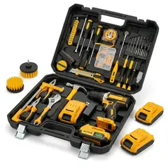 GENERICO - Kit de Taladro Maletín Portable Set 84 pcs Herramienta + Cepillos Limpiadores
