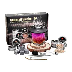 GENERICO - Kit Ahumador Eléctrico de Whisky con 8 Aromas de Virutas de Madera y Piedras de Granito