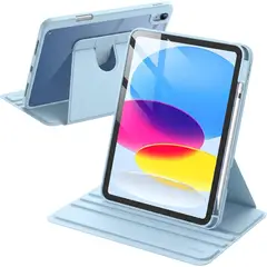 GENERICO - Funda para iPad 10.9 Pulgadas 10 Generación 2022 + Porta Lápiz + Transparente Giratorio + Celeste