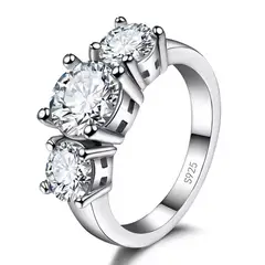 GENERICO - Anillos Par de Boda Plata Circonita Mujer