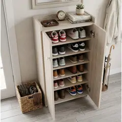 GENER - ZAPATERA DE 12 PARES EN MELAMINE COLOR GRIS CLARO