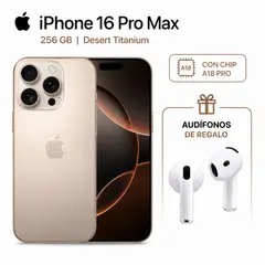 APPLE - IPHONE 16 PRO MAX 256GB CHIP FISICO DESERT + REGALO