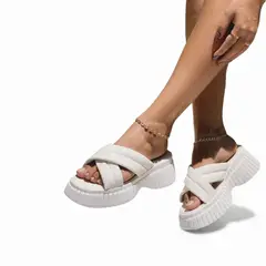 GENERICO - Sandalia mujer colchon plataforma 5 color blanco