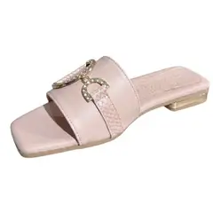 GENERICO - Sandalia mujer casual taco 3 color nude
