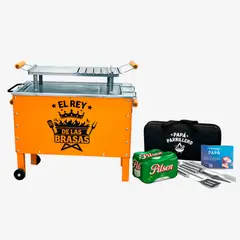 GENERICO - Six pack pilsen 473ml + caja china acero inoxidable 5kg + Set parrillero