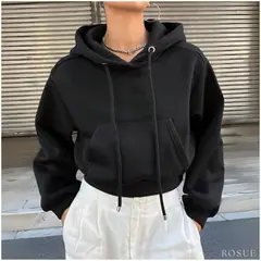 ROSUE - Polera con Capucha Crop de Franela Mujer