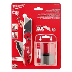 Milwaukee - NAVAJA MULTIUSOS PLEGABLE FASTBACK CON ALMACENAMIENTO DE 50 CUCHILLAS 48-22-1504