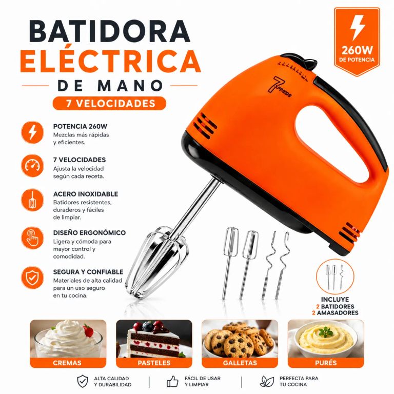BATIDORA ELÉCTRICA DE MANO 7 VELOCIDADES