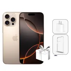 APPLE - IPHONE 16 PRO MAX 256GB CHIP FISICO - DESERT + CASE + CARGADOR