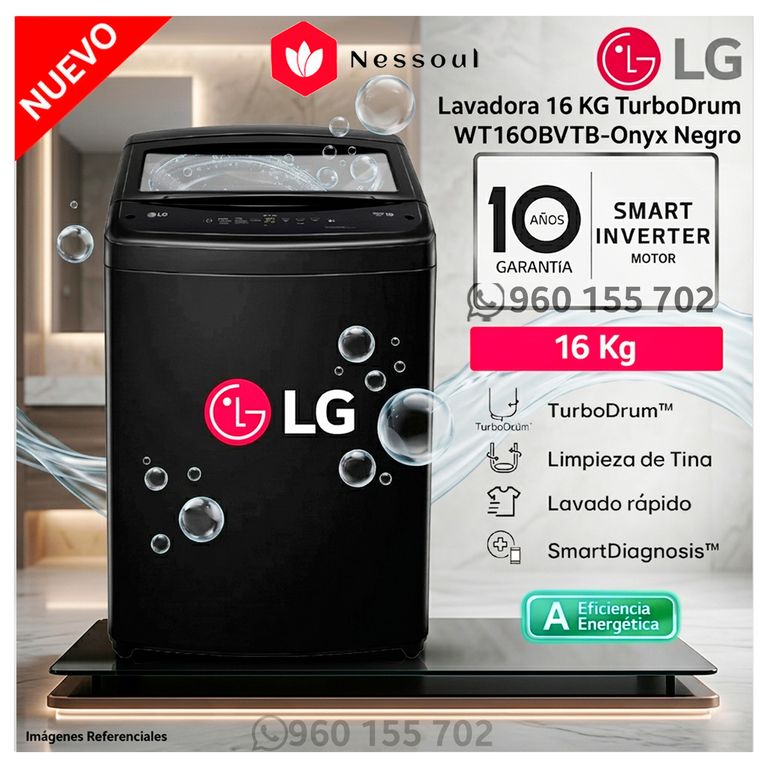 Lavadora 16 kg TurboDrum WT16OBVTB Carga Superior - Negro Onyx