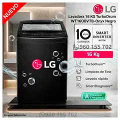 LG - Lavadora 16 kg WT16OBVTB Carga Superior TurboDrum - Negro Onyx