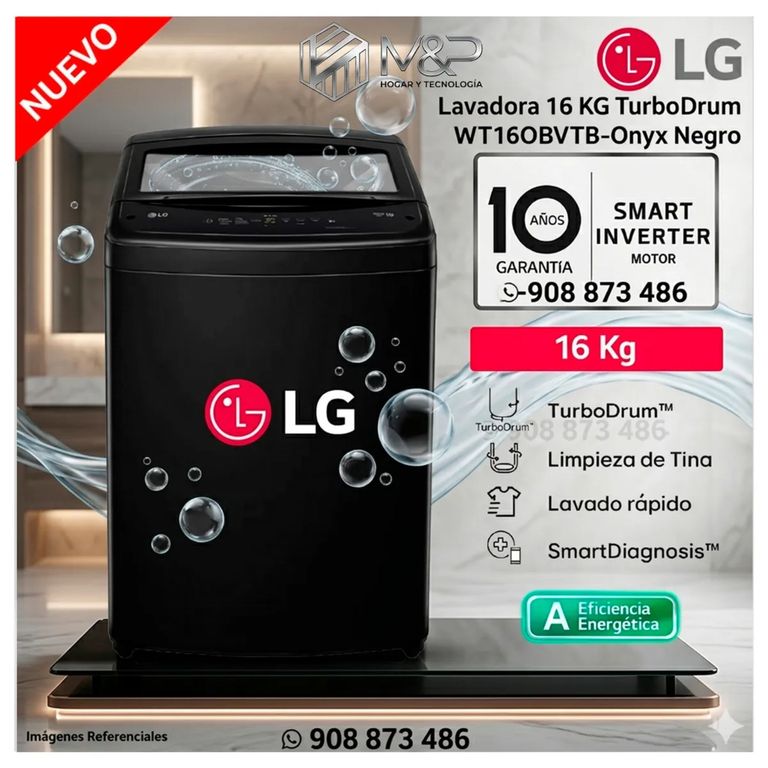 Lavadora 16 kg TurboDrum WT16OBVTB Carga Superior - Negro Onyx