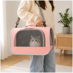 GENERICO - Bolso Mochila Maletín para Transportar Mascotas Pequeñas Gatos Transpirable - Rosa - M