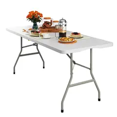 GENERICO - Mesa Plegable Rectangular Blanco 180x76x74 Cm