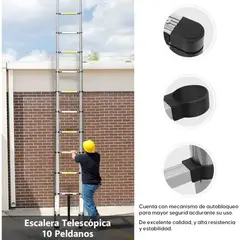 GENERICO - ESCALERA TELESCOPICA RECTA PLEGABLE RETRACTIL 3.90M COD TZ-27