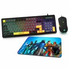 HALION - Kit Gamer 3 en 1 Cobra K425C: Teclado, Mouse 7200 DPI y Pad