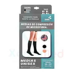 GENERICO - MEDIAS DE COMPRESION 15-20MMHG DE MICROFIBRA - RODILLA NEGRO TALLA M