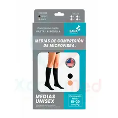 GENERICO - Medias de Compresión para Varices 15-20 mmHg hasta la rodilla - Microfibra Beige Talla M