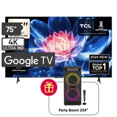 TCL - Televisor 75 QLED 4K Smart Google TV 75T6C + Parlante