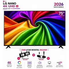 LG - Televisor 75 NANO 75NU800BPSB 4K UHD AI Smart TV 2026+ Rack+Antena