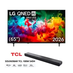 LG - Televisor 65 Pulgadas QNED Mini Led UHD 4K ThinQ AI WebOS 65QNED65BSA + SOUNDBAR TCL 100W S45H
