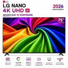 LG - Televisor 75" NANO 75NU800BPSB 4K UHD AI Smart TV 2026