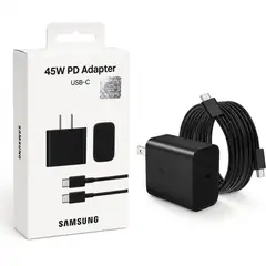 SAMSUNG - Cargador de 45w USB C Carga Rápida Negro