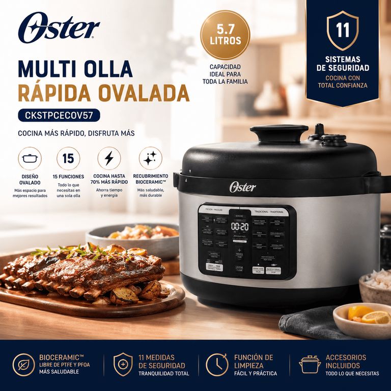 Olla Multifunción CKSTPCECOV57 5.7L Ovalada 15 Funciones Bioceramic Multiolla Rápida