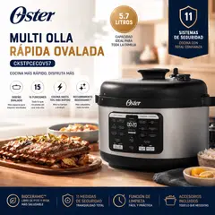 OSTER - Olla Multifunción CKSTPCECOV57 5.7L Ovalada 15 Funciones Bioceramic Multiolla Rápida