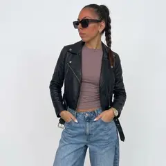 GENERICO - CASACA CUERINA CHIC PARA OTOÑO INVIERNO DE MUJER