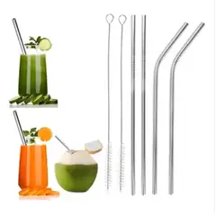 GENERICO - SET DE 4 CAÑAS DE ACERO METALICO + LIMPIADOR