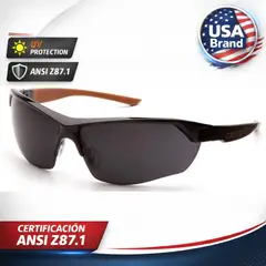 GENERICO - Lentes de Seguridad Carhartt Braswell Smoke ANSI Z87 Protección UV 99.9%