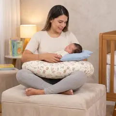 GENERICO - Cojín de Lactancia para Bebé con Almohada Antireflujo Diseño Safari Azul