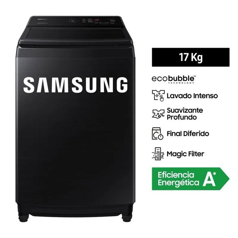 Lavadora de 17 kilos negro