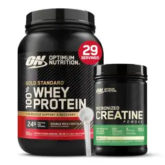Optimum Nutrition - Gold Standard Whey 2 LB - Double Rich Chocolate + Creatina 600 G + Scoop
