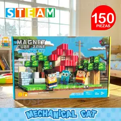 STM - Cubos magnéticos 3D didácticos STEAM caja 150 piezas MECHANICAL CAT