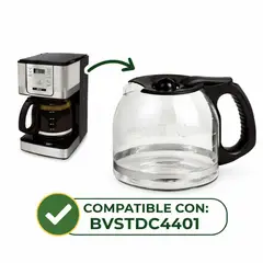 GENERICO - Jarra de Vidrio para Cafetera Oster BVSTDC4401 Repuesto Compatible con Tapa y Asa