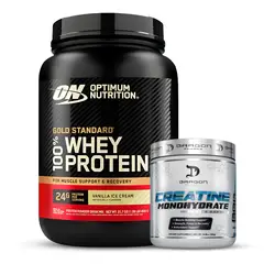 Optimum Nutrition - Proteina Gold Standard Whey 2 LB - Vainilla Ice Cream + Creatina Dragon Pharma 300 G